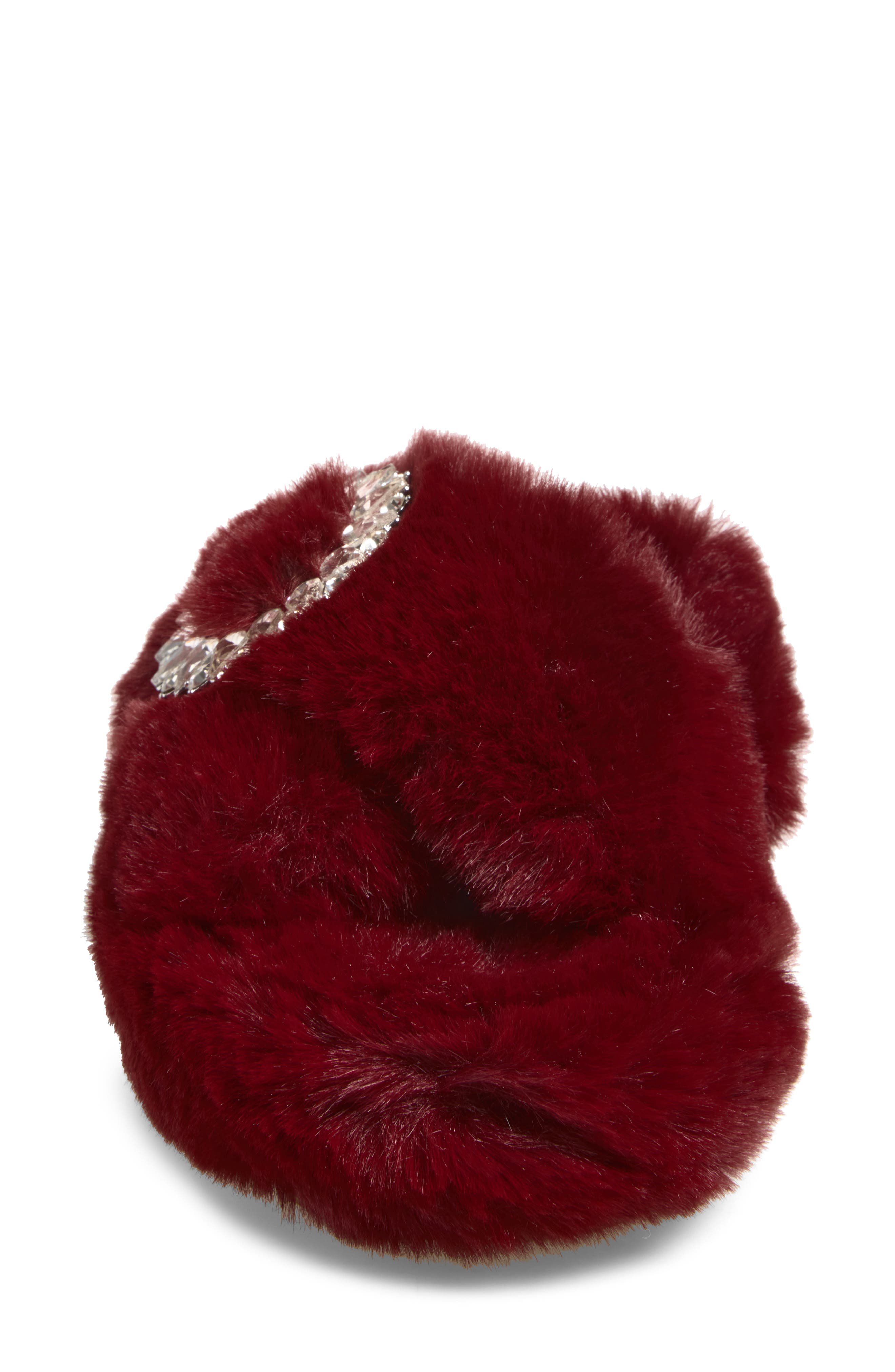Haven Faux Fur Scuff Slipper, Alternate, color, BURGUNDY