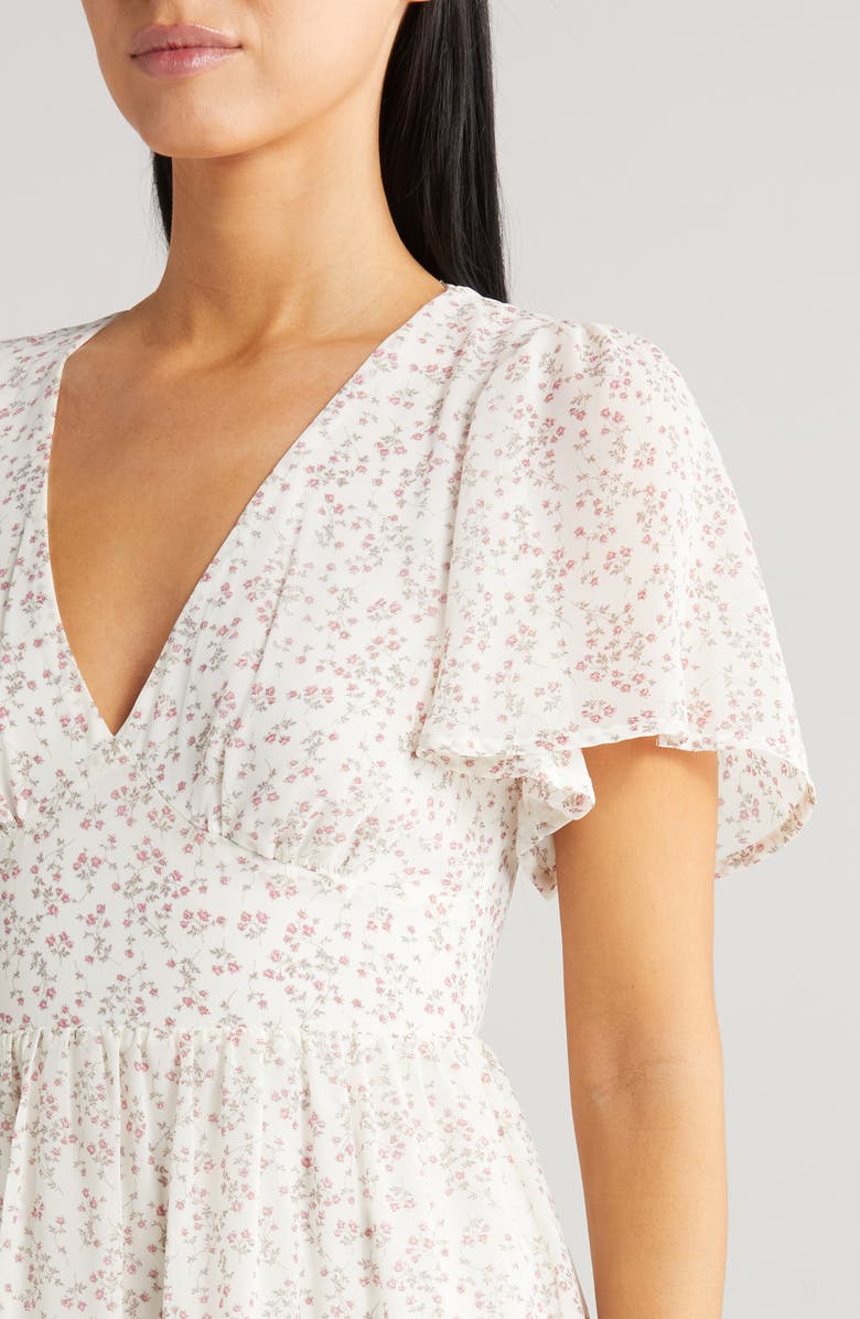 All in Favor Floral Print Tiered Minidress, Alternate, color,