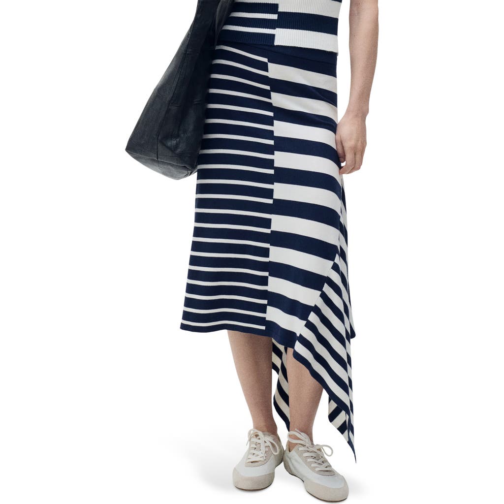 Mango Asymmetric Stripe Knit Skirt