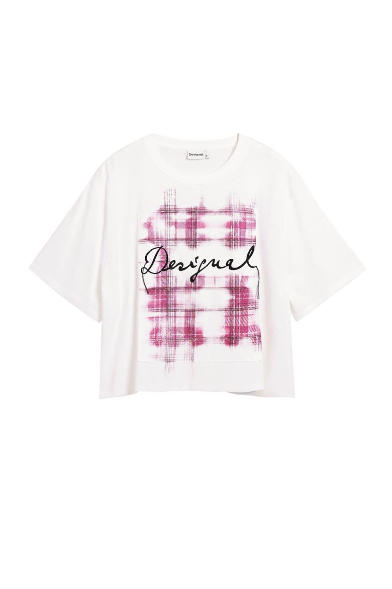 Plaid Logo Graphic T-Shirt, Alternate, color, WHITE
