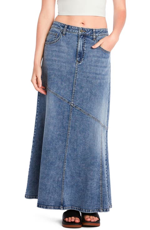 Seamed Denim Maxi Skirt