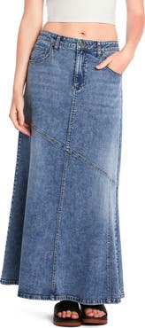 Wash Lab Denim Seamed Denim Maxi Skirt
