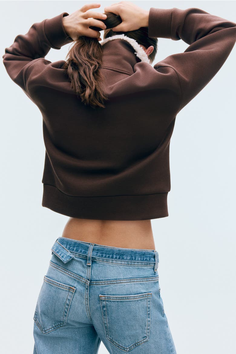 Zip-top Scuba Knit Sweatshirt, Alternate, color, Dark brown