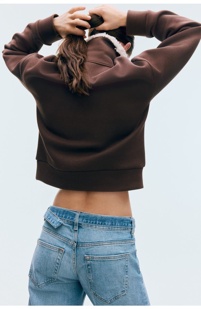 H&M Zip-top Scuba Knit Sweatshirt, Alternate, color, Dark Brown