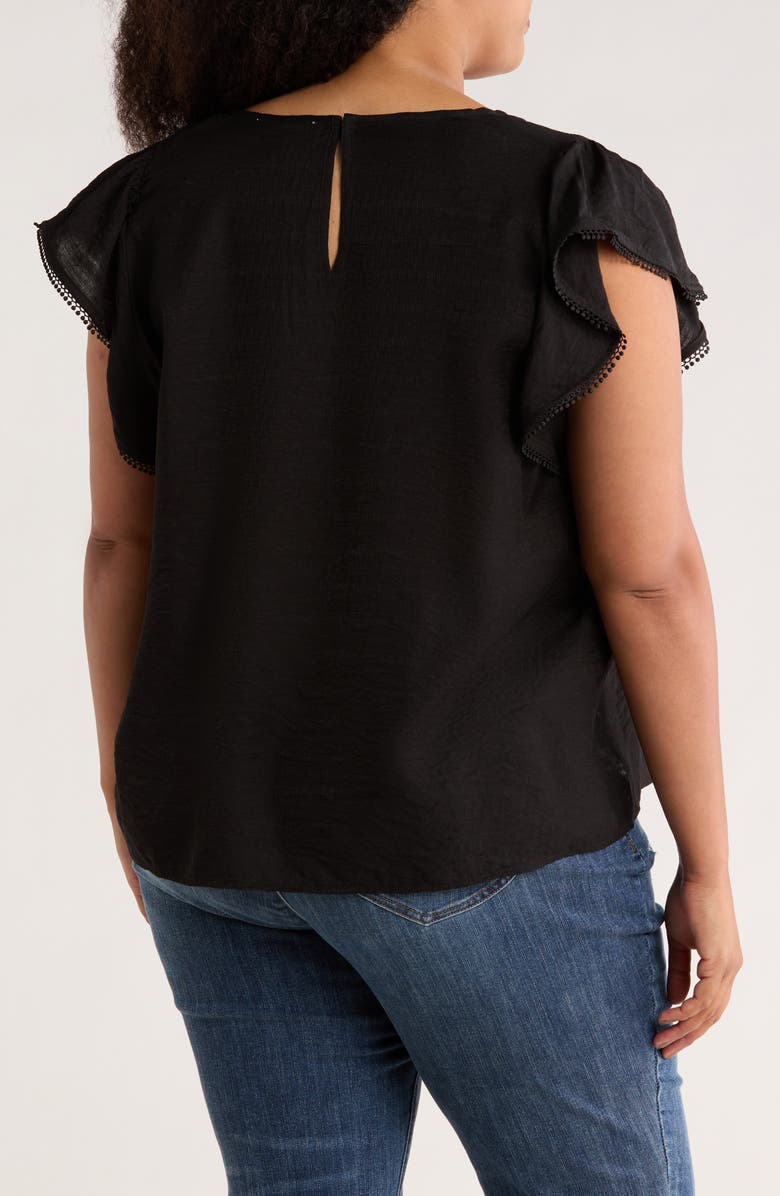 PHILOSOPHY REPUBLIC CLOTHING V-Neck Flutter Sleeve Top, Alternate, color, Black