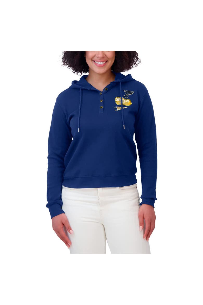 Women's WEAR by Erin Andrews  Blue St. Louis Blues Waffle-Knit Pullover Hoodie, Alternate, color, Blue