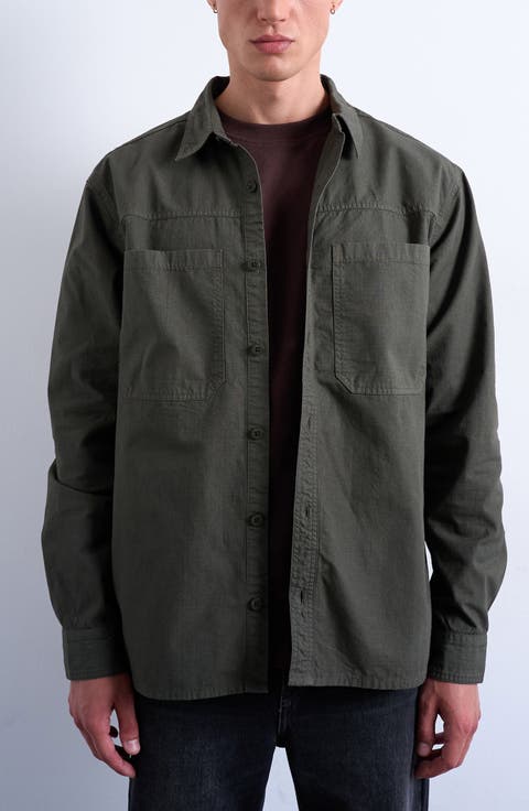Regular Fit Ripstop Button-Up Shirt