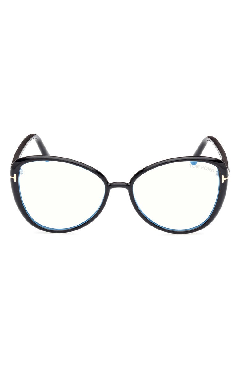 TOM FORD 55mm Butterfly Blue Light Blocking Optical Glasses, Main, color, 