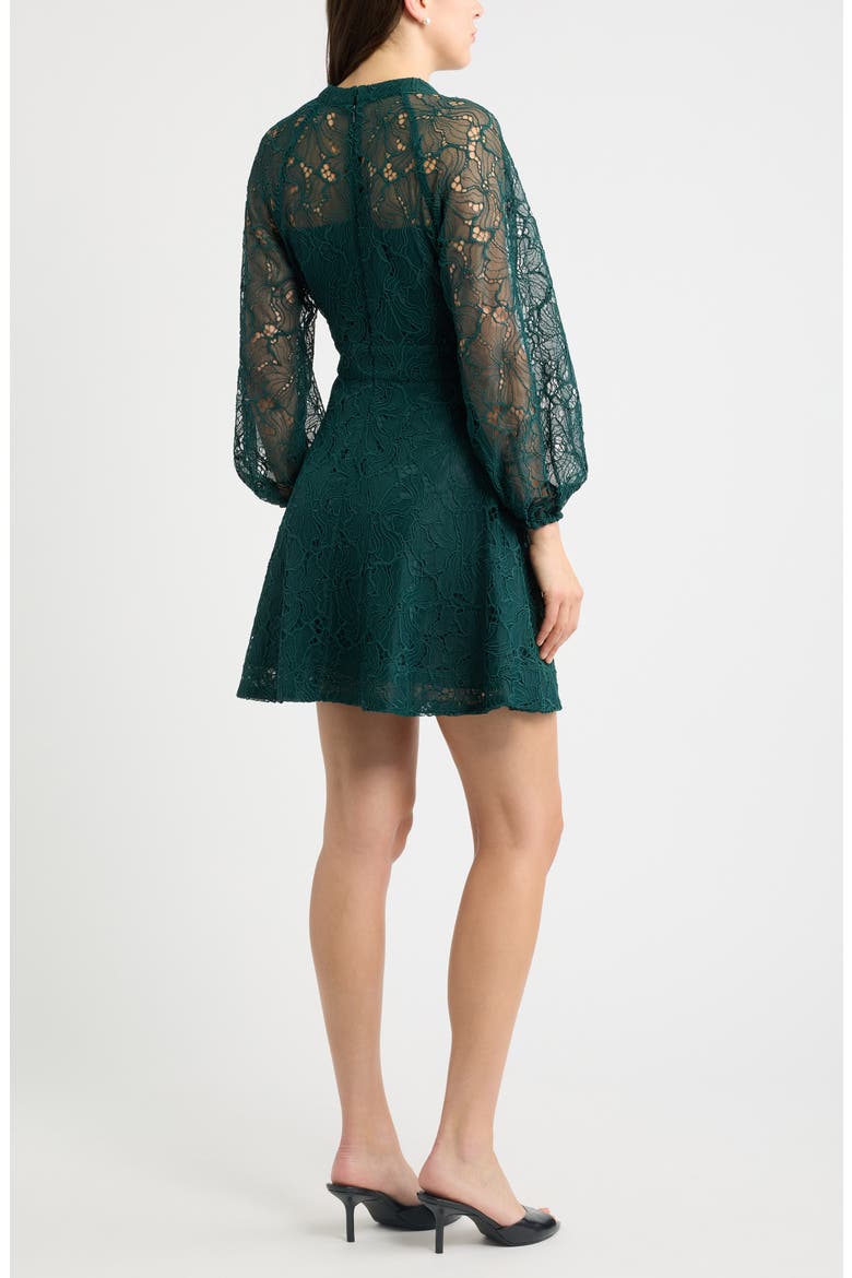 Long Sleeve Lace Minidress, Alternate, color, GREEN PONDEROSA