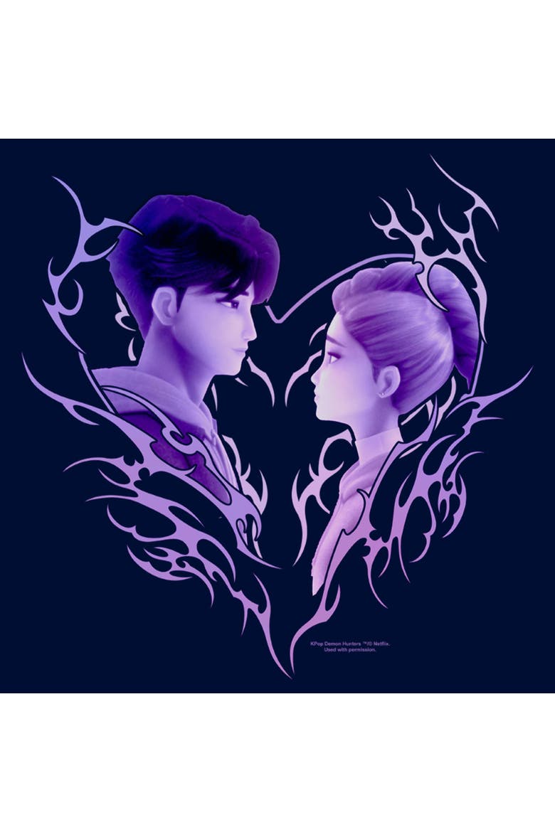 Boy's KPop Demon Hunters Jinu and Rumi Love  Graphic T-Shirt, Alternate, color, Navy Blue