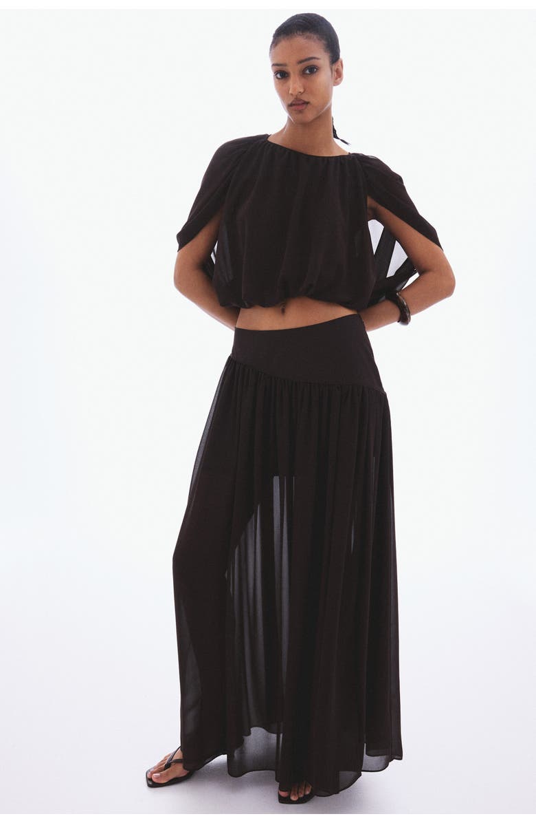 H&M Chiffon Top, Alternate, color, Dark Brown