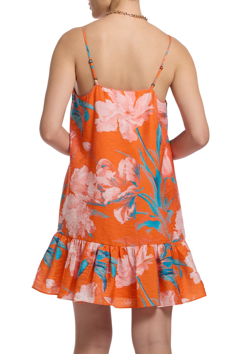 Lucy Floral Trapeze Dress, Alternate, color, ORANGE