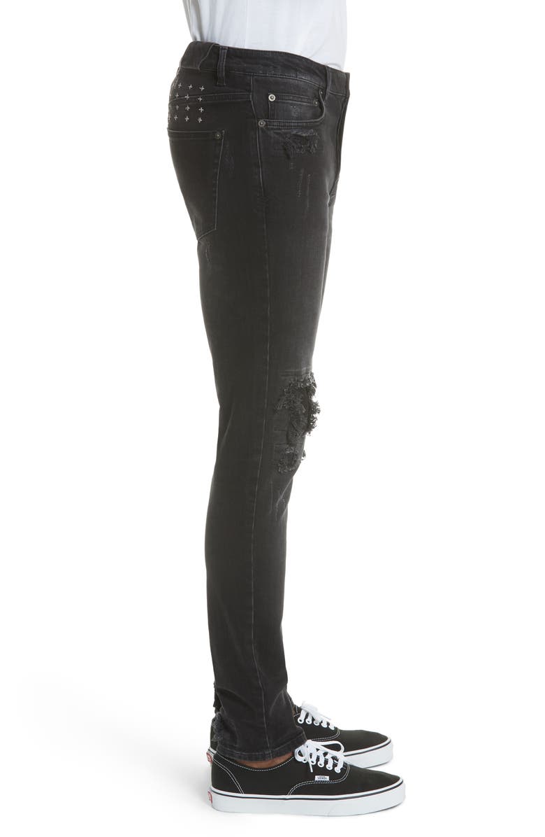 Ksubi Chitch Boneyard Ripped Slim Fit Stretch Denim Jeans, Alternate, color, Black