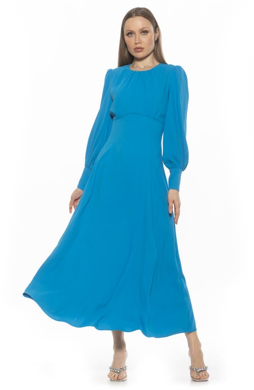 Alexia Admor Yesenia Long Sleeve Empire Waist Maxi Dress In Cerulean