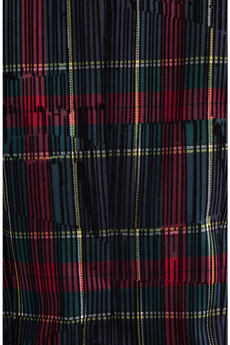 Jody Flocked Plaid Print Midi Dress, Alternate, color, RED AND GREEN CHECK