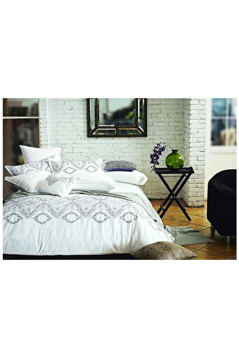 Brocade Embroidery Cotton Duvet Set, Alternate, color, WHITE