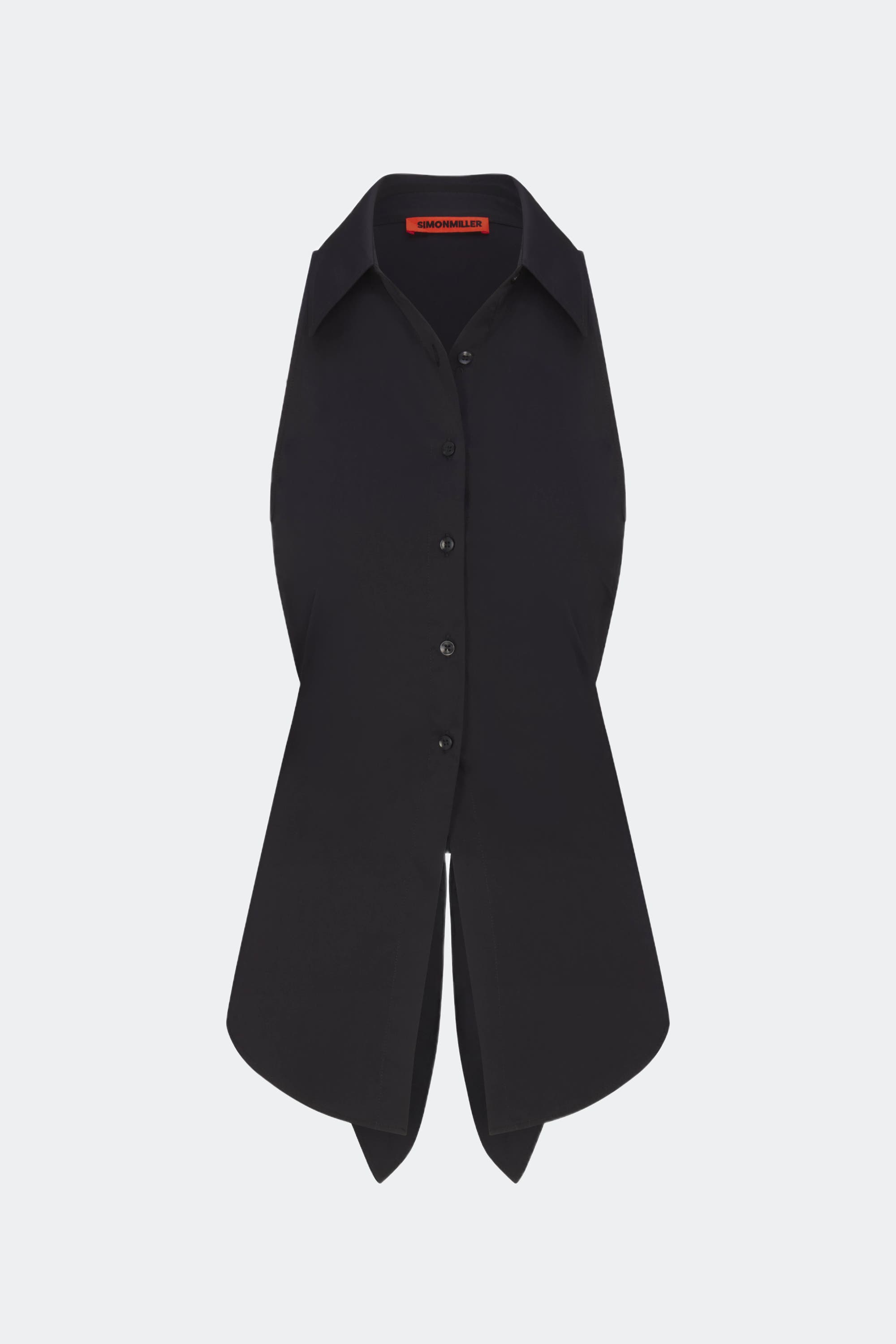 Женские SIMONMILLER Loch Sleeveless Poplin Tie Back Button Up Shirt — фото 4