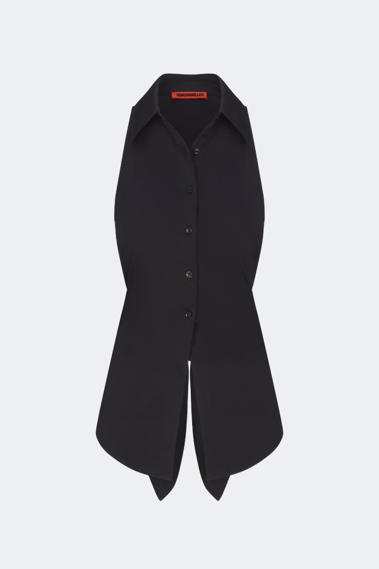 Loch Sleeveless Poplin Tie Back Button Up Shirt, Alternate, color, Black