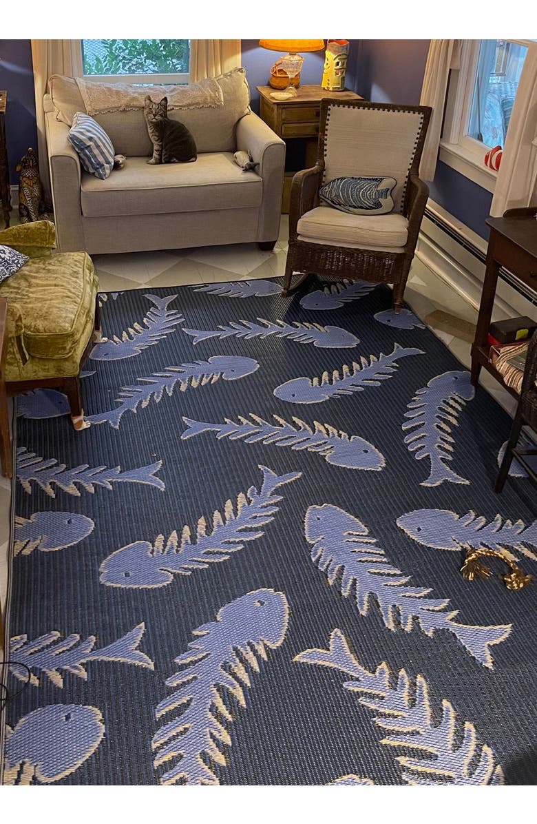 Mad Mats Fishbone Navy & Periwinkle Rug, Alternate, color, 6'X9'