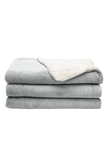 Woven & Weft Reversible Faux Shearling Throw Blanket In Gray