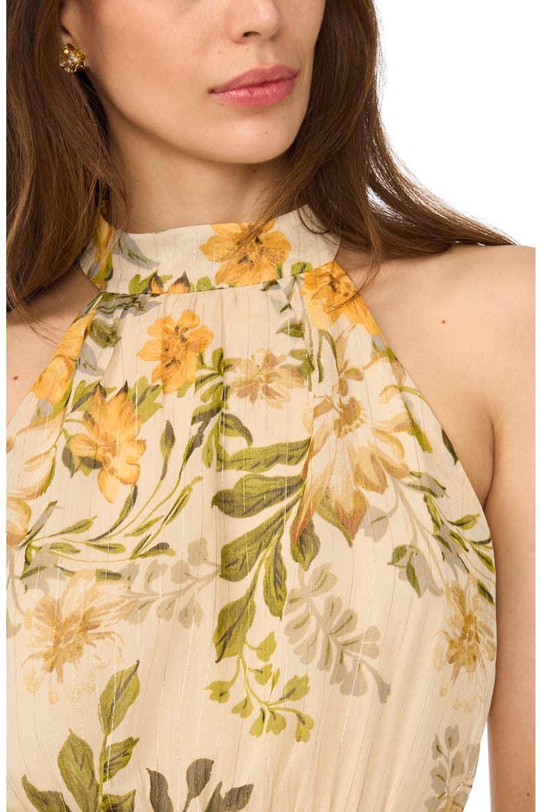 Floral Halter Neck Ruffle Chiffon Maxi Dress, Alternate, color, SUNFLOWER