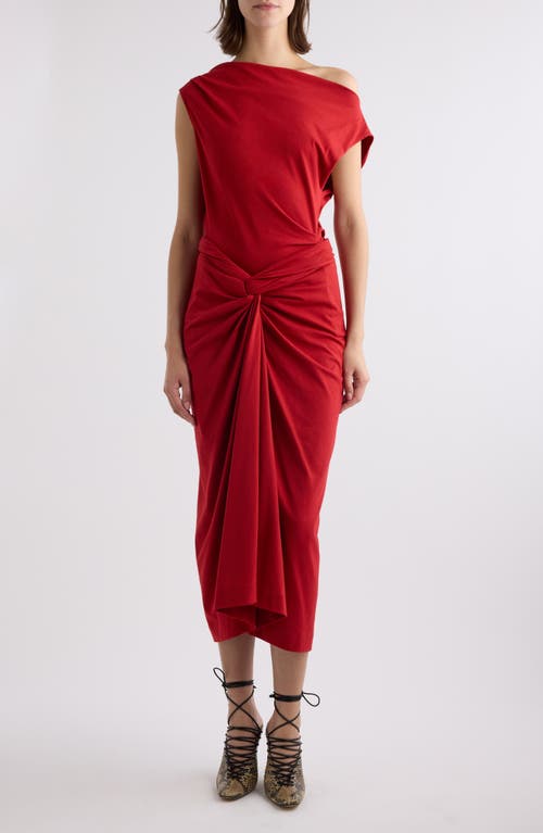 Dries Van Noten Knot Front Cotton Jersey Midi Skirt In Red