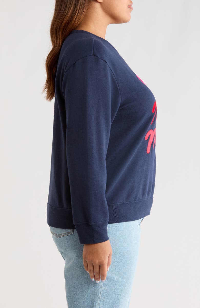 Caslon<sup>®</sup> Very Merry Merry Sweatshirt, Alternate, color, Navy Still Merry Ember