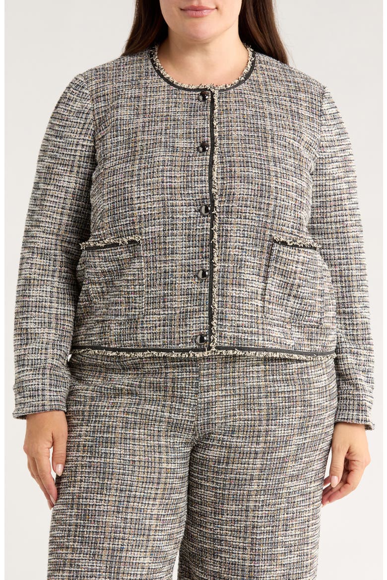 Collarless Stretch Tweed Jacket, Alternate, color, MULTI COLOR