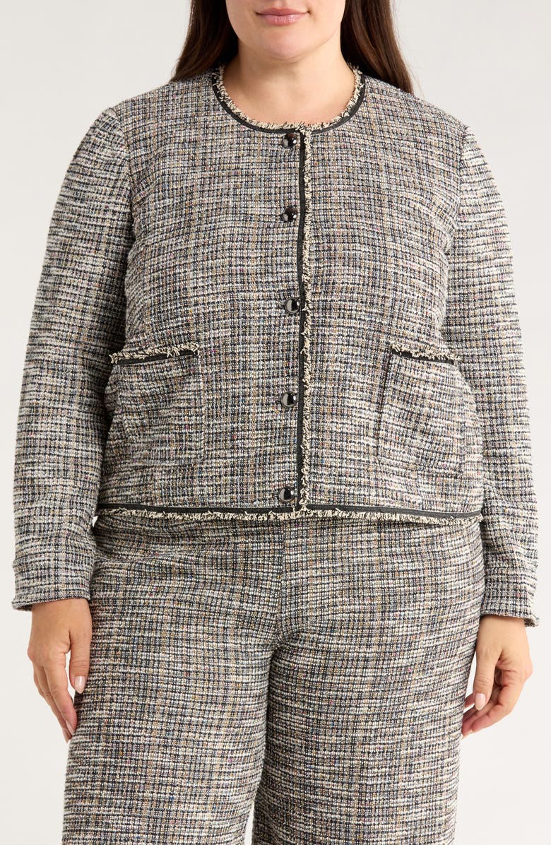 Lysse Collarless Stretch Tweed Jacket, Alternate, color, Multi Color