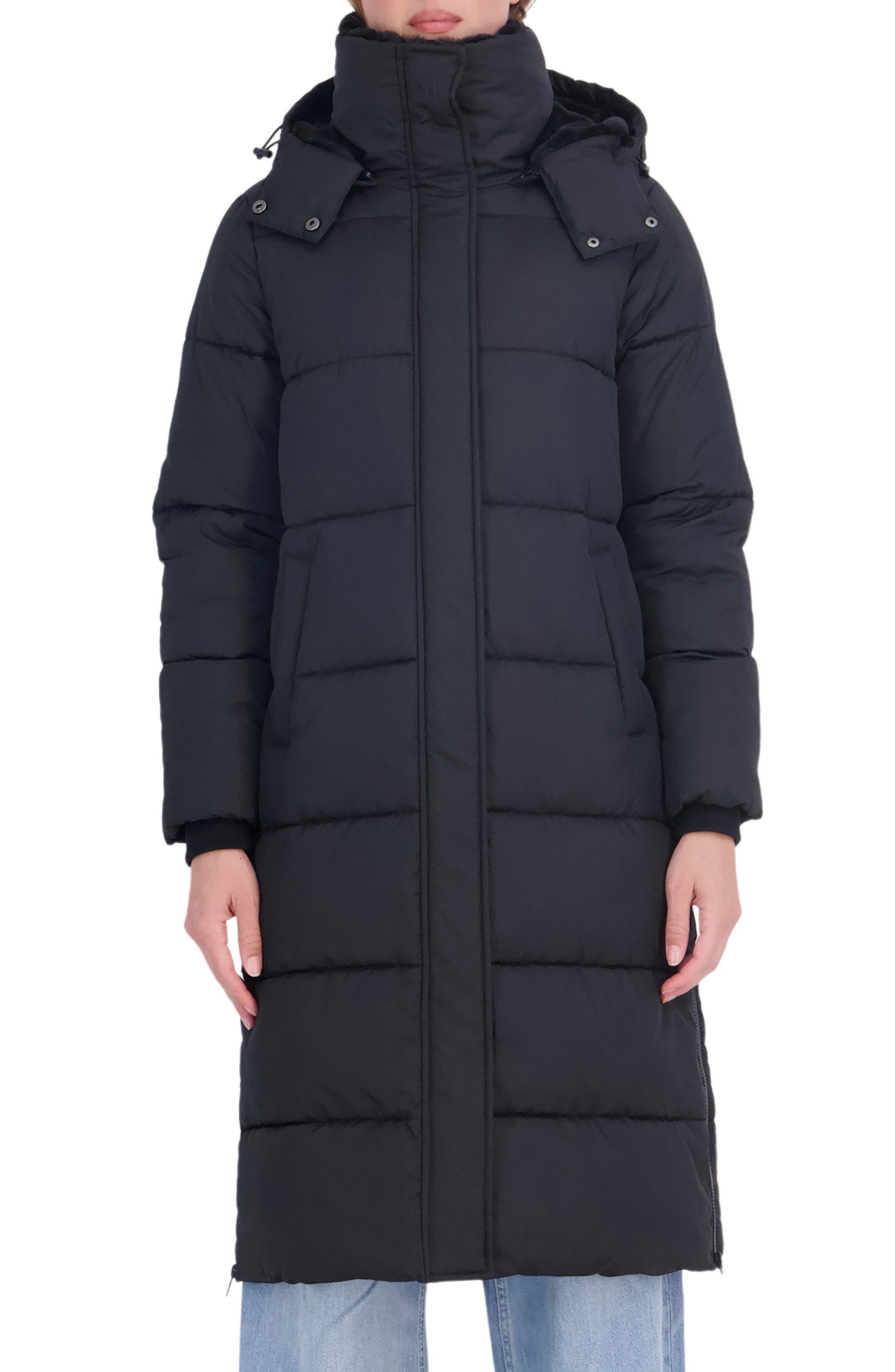 Faux Fur Lined Long Puffer Parka with Hood