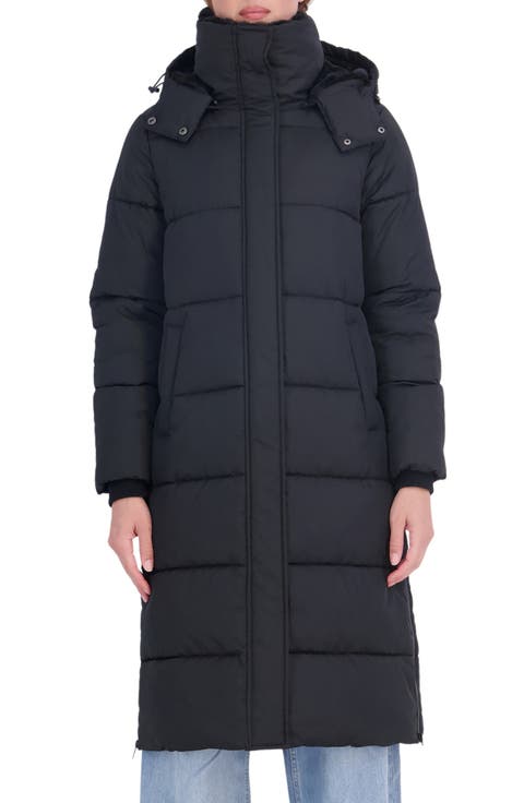 Faux Fur Lined Long Puffer Parka with Hood