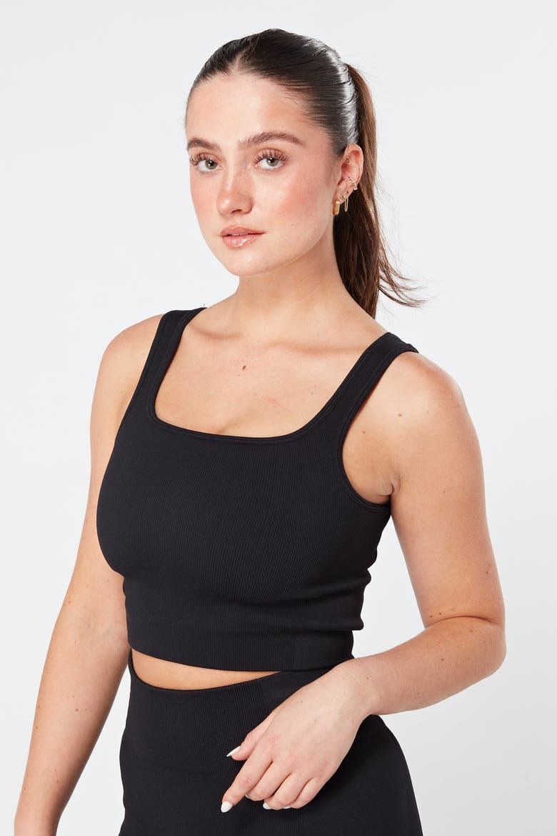 Recycled Seamless Rib Crop Top, Main, color, Black