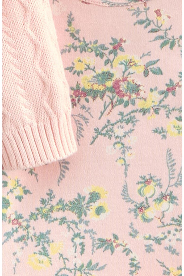 Cardigan, Bodysuit & Pants Set, Alternate, color, PINK DOGWOOD VICTORIA FLORAL
