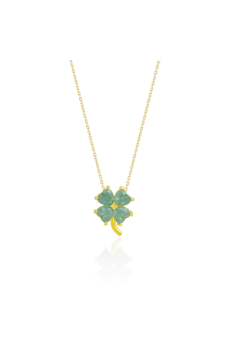 Four Leaf Clover Sterling Silver Necklace - Green, Main, color, Gold