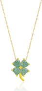 Spero London Four Leaf Clover Sterling Silver Necklace - Green