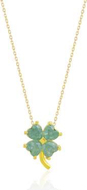 Spero London Four Leaf Clover Sterling Silver Necklace - Green