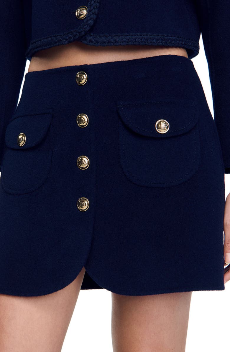 SANDRO Double-faced short wool skirt, Alternate, color, 