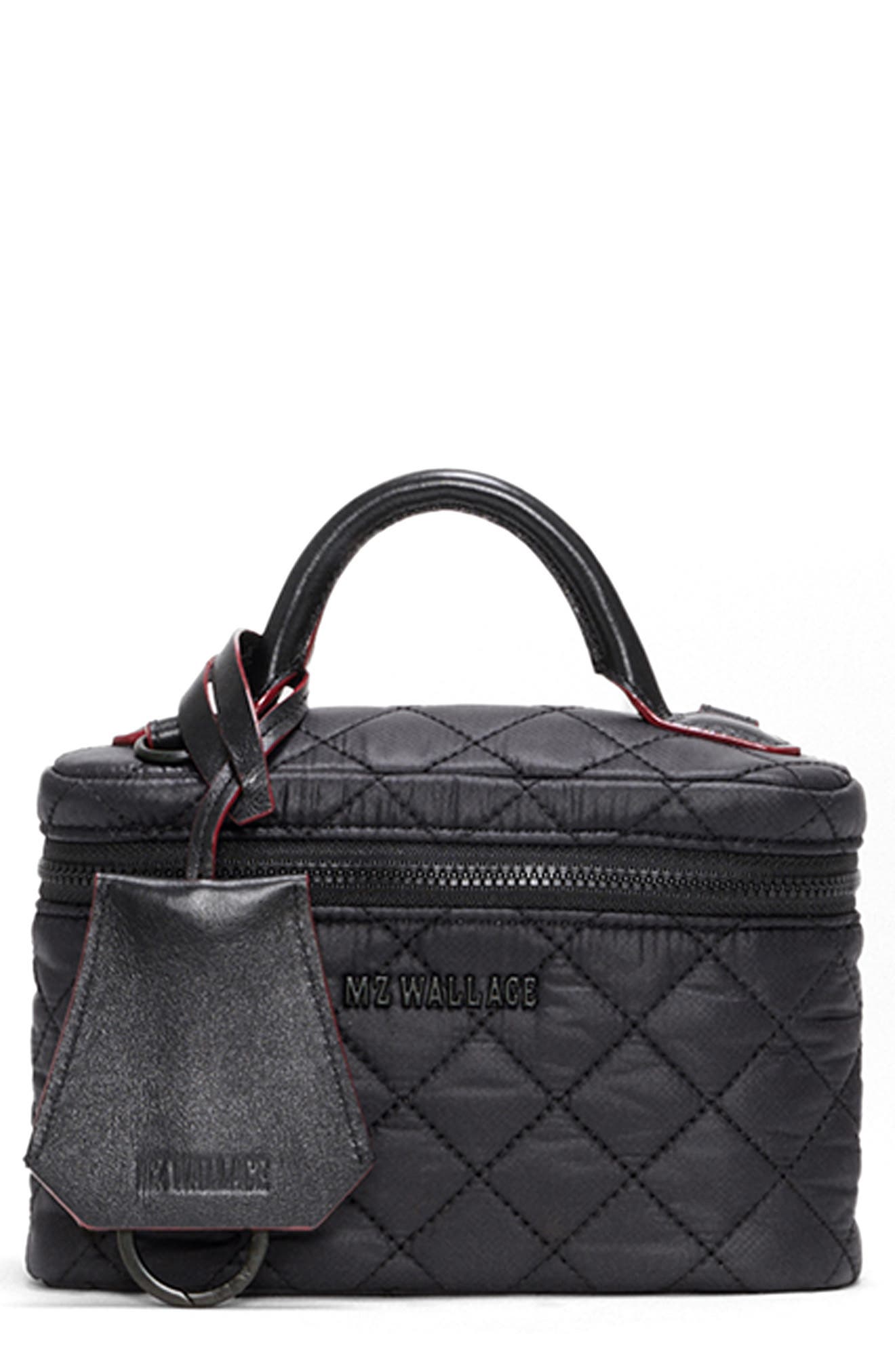 Metro Quilted Nylon Train Case Crossbody Bag, Main, color, BLACK