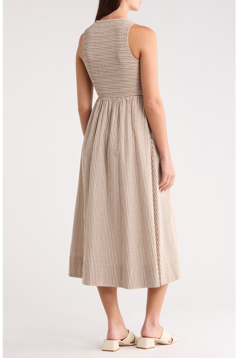 Darcy Stripe Cotton Blend Seersucker Dress, Alternate, color, MOCHA STRIPE