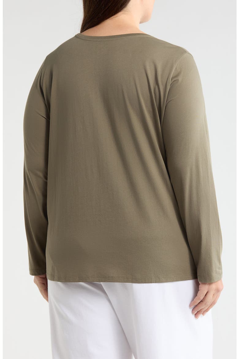 Long Sleeve Cotton Crewneck Top, Alternate, color, BAY LEAF