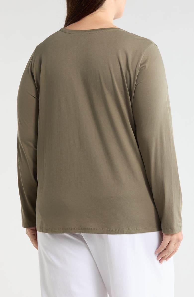 Eileen Fisher Long Sleeve Cotton Crewneck Top, Alternate, color, Bay Leaf