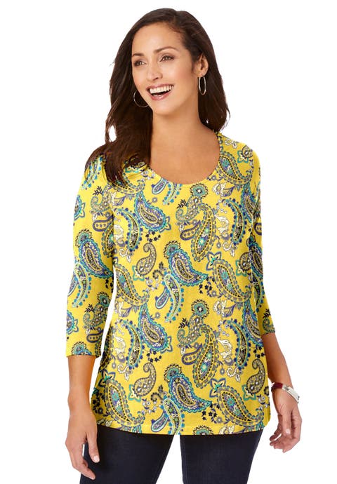 Stretch Cotton Scoop Neck Tee (Plus)