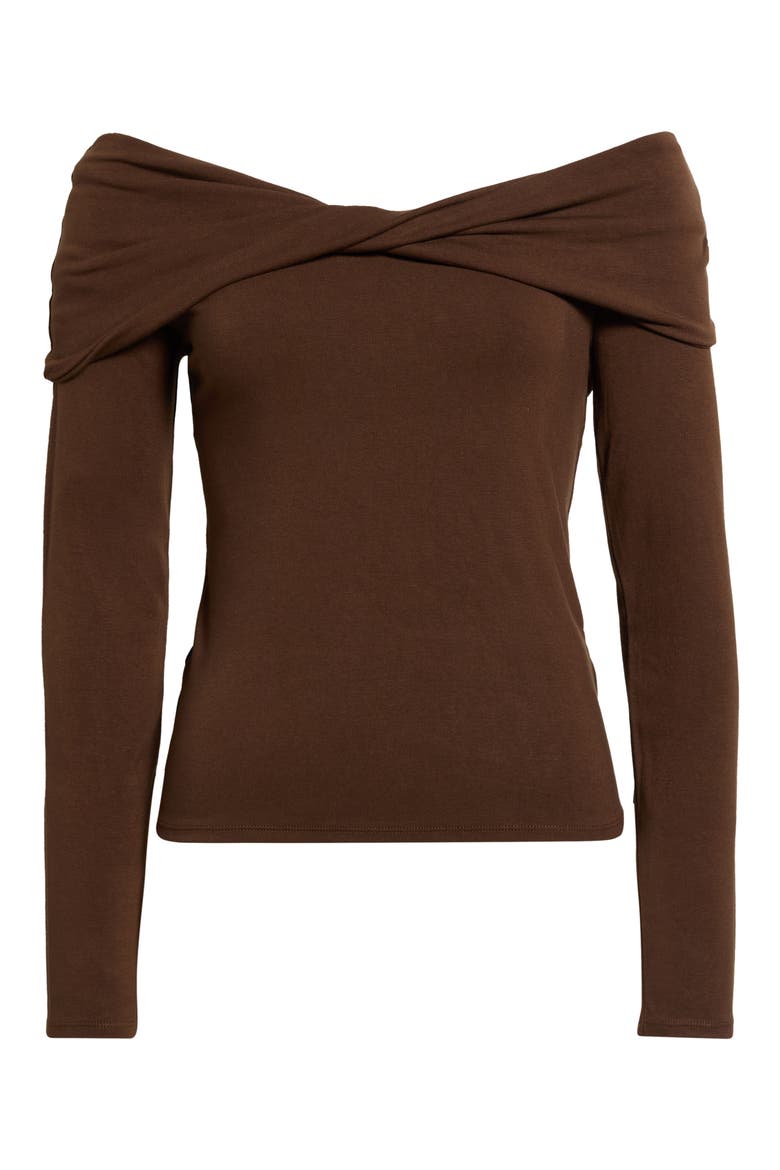 Aaliyah Off the Shoulder Top, Main, color, HICKORY