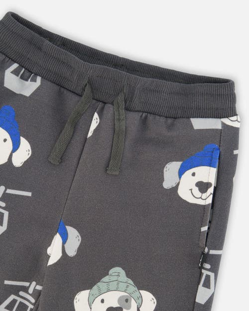 Deux Par Deux Fleece Sweatpants Dog In Gray