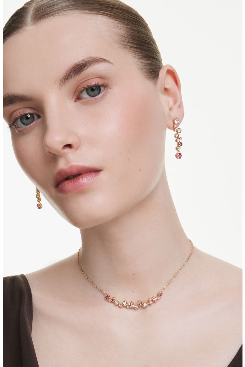 Constella Crystal & Zirconia Frontal Necklace, Alternate, color, GOLD/ RED