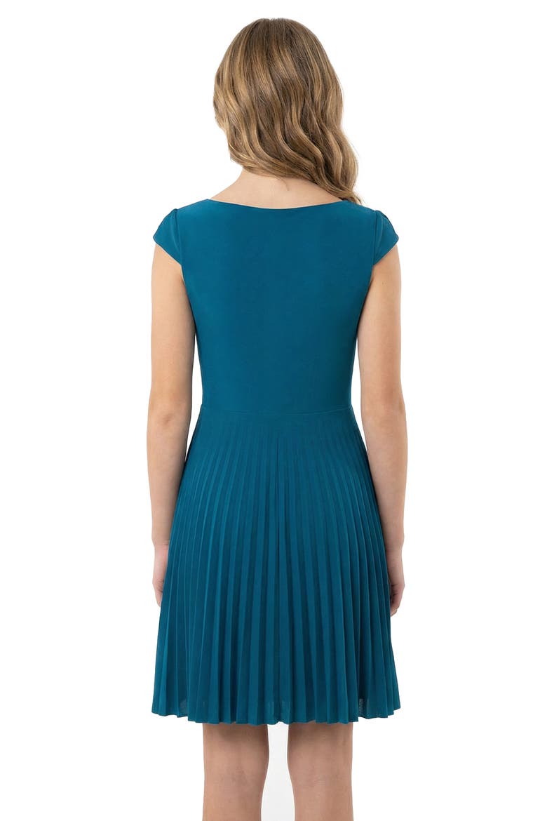 Cap Sleeve Pleated Dress, Alternate, color, Teal