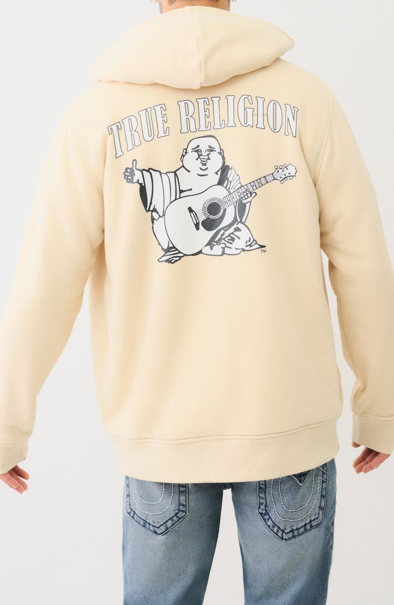 True Religion Buddha Faux Shearling Hoodie, Alternate, color, Fog