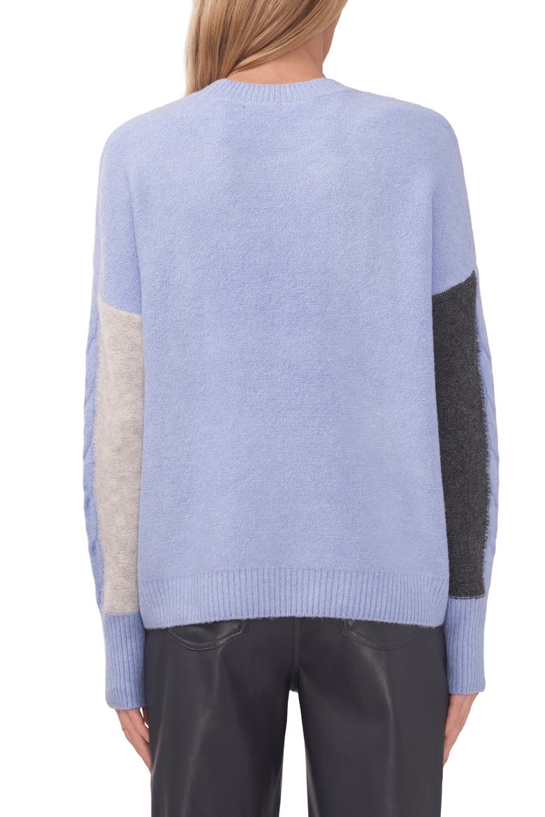 Cable Coard Colorblock Sweater, Alternate, color, MEDIUM HEATHER GREY