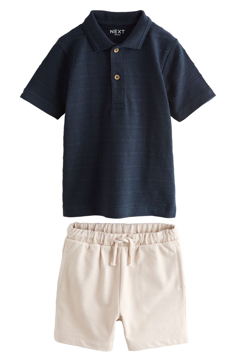 NEXT Kids' Cotton Polo & Short Set, Main, color, Blue