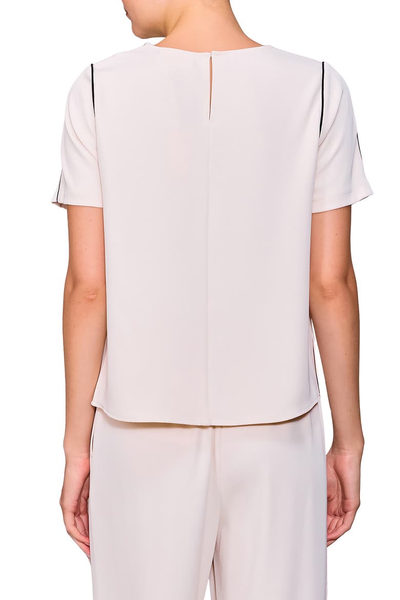 Tipped Pocket Blouse Tee, Alternate, color, BONE/ BLACK